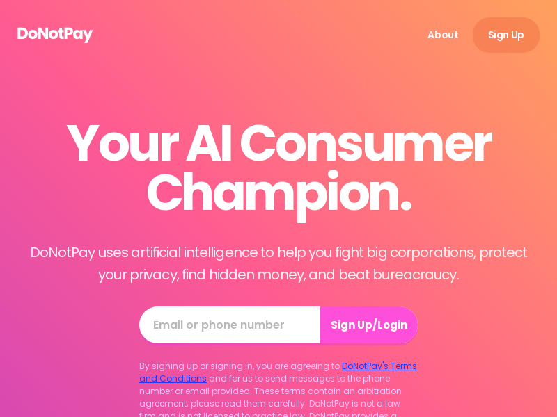 DoNotPay product screenshot