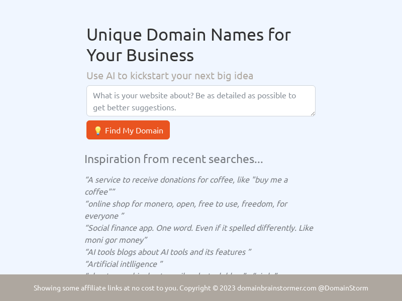 Domain Brainstormer product screenshot
