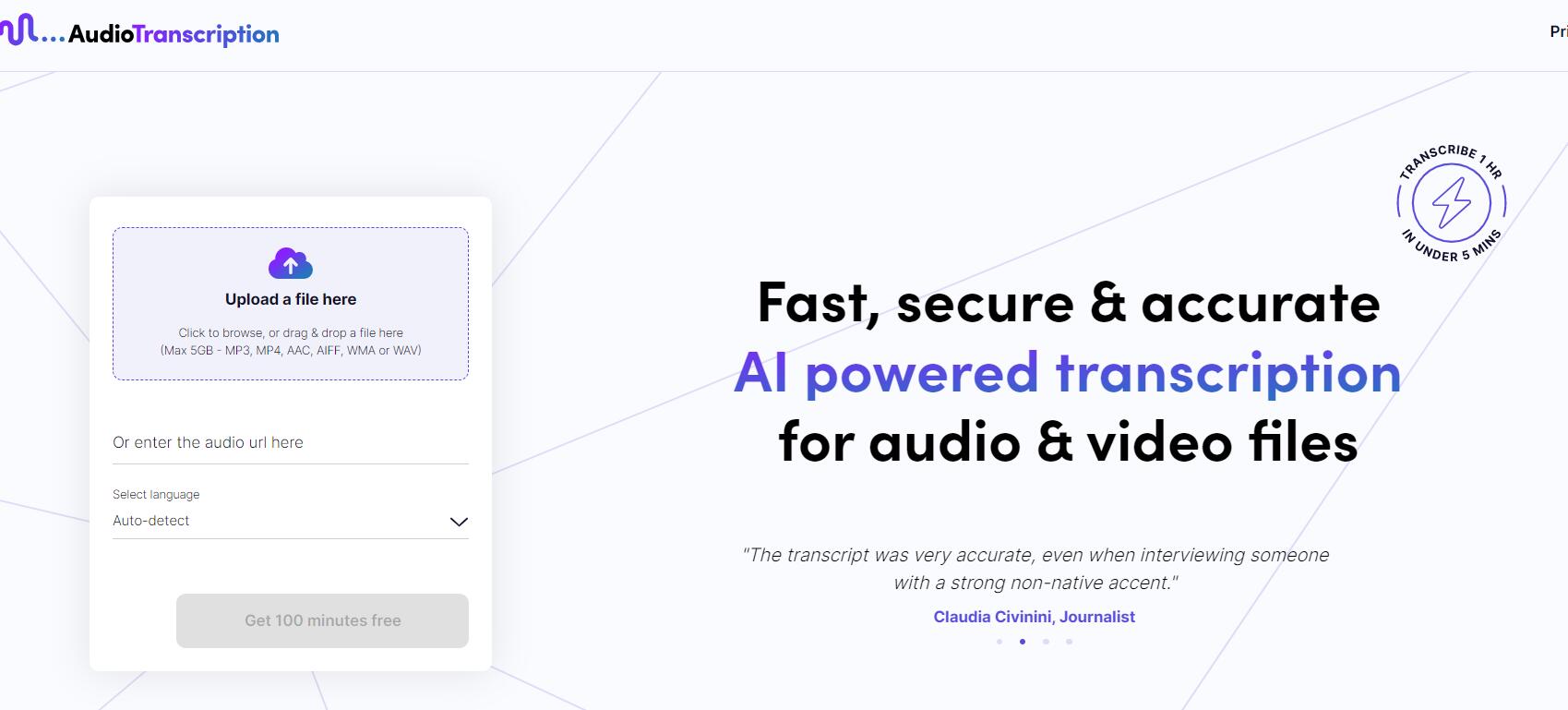 AudioTranscription.ai product screenshot