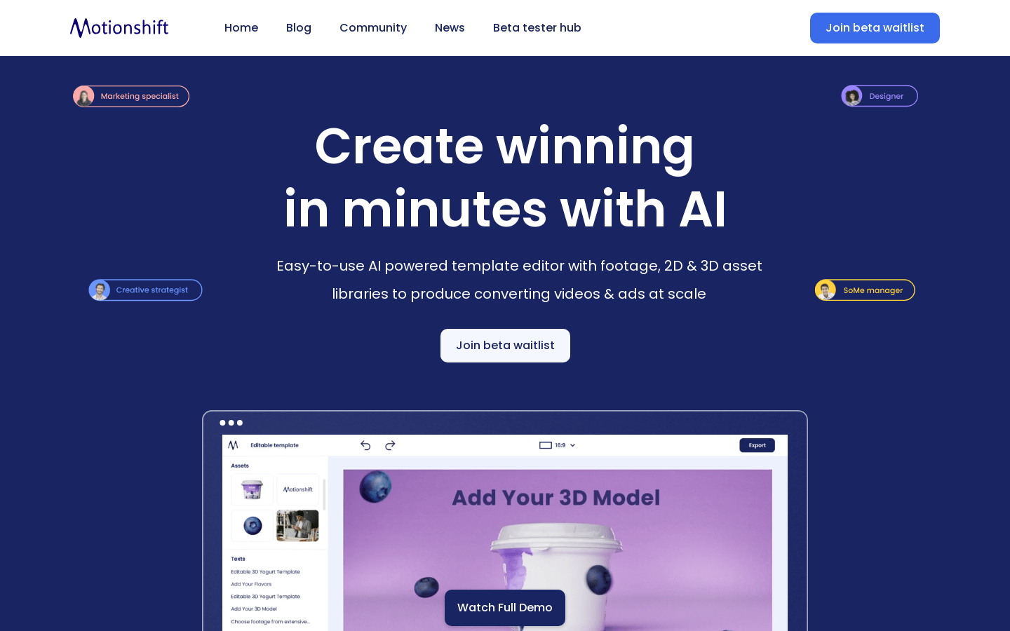 Motionshift product screenshot