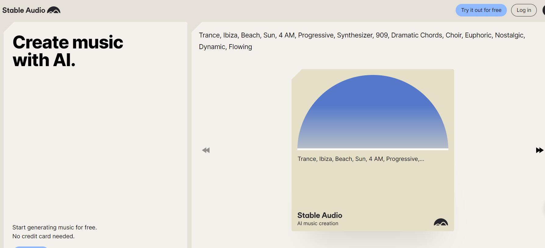 Stable Audio product screenshot