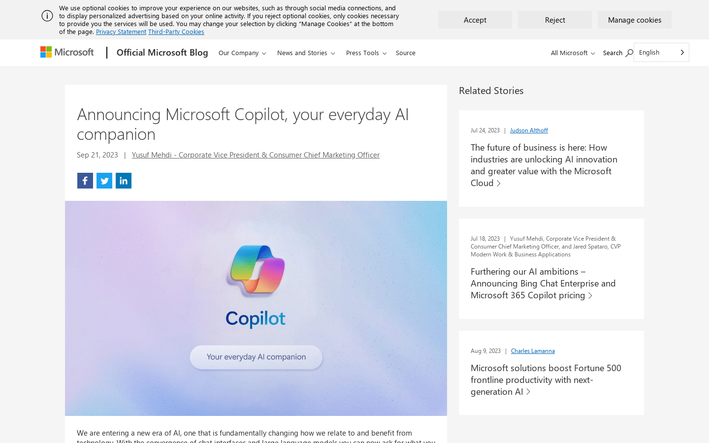 Microsoft Copilot product screenshot