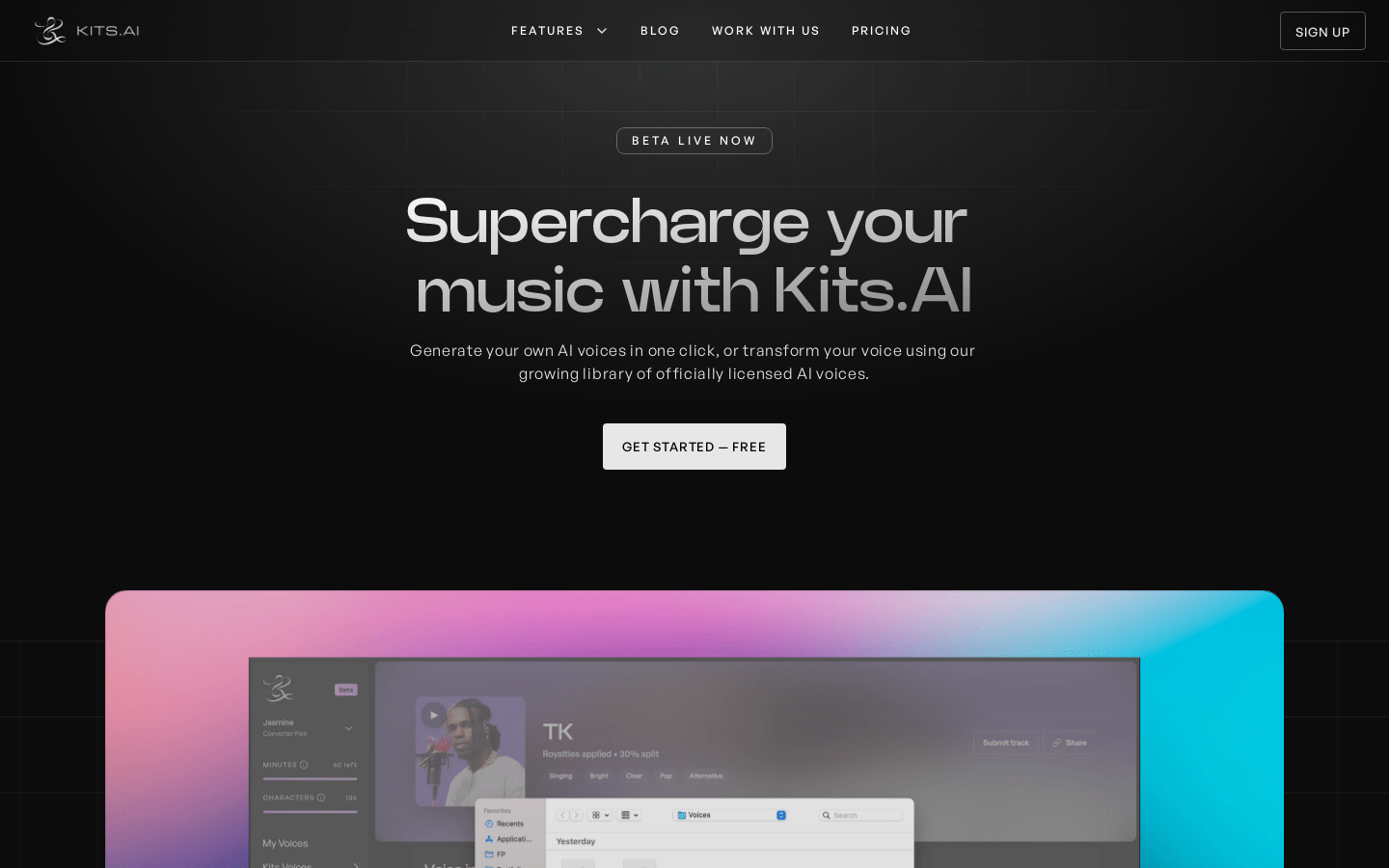 Kits AI product screenshot
