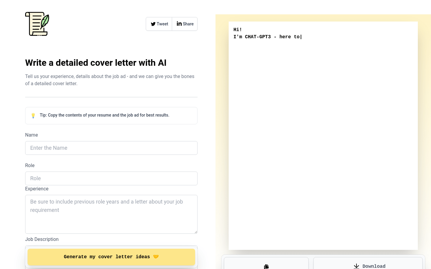 WriteMyCoverLetter product screenshot