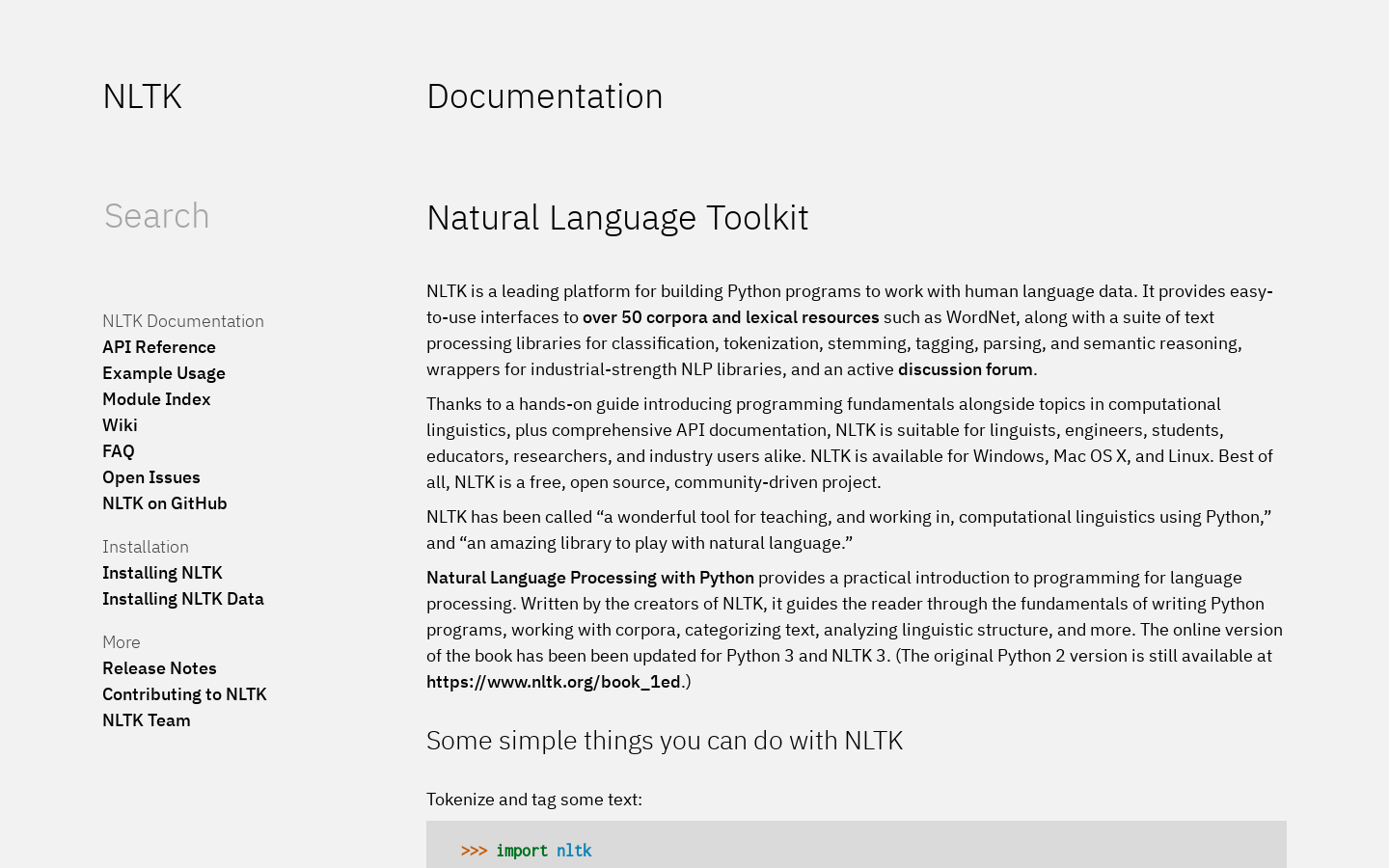 NLTK product screenshot