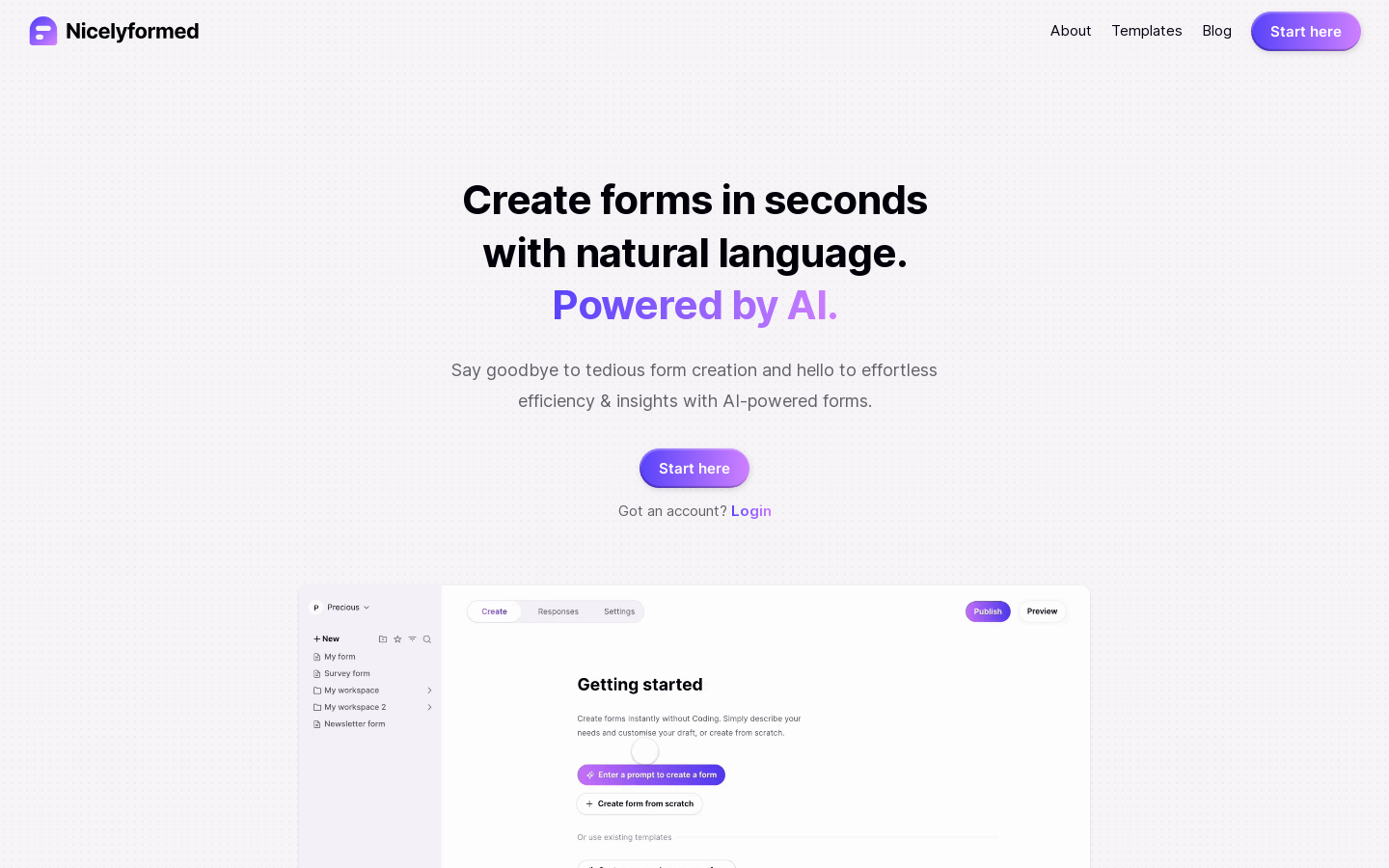 Nicelyformed product screenshot