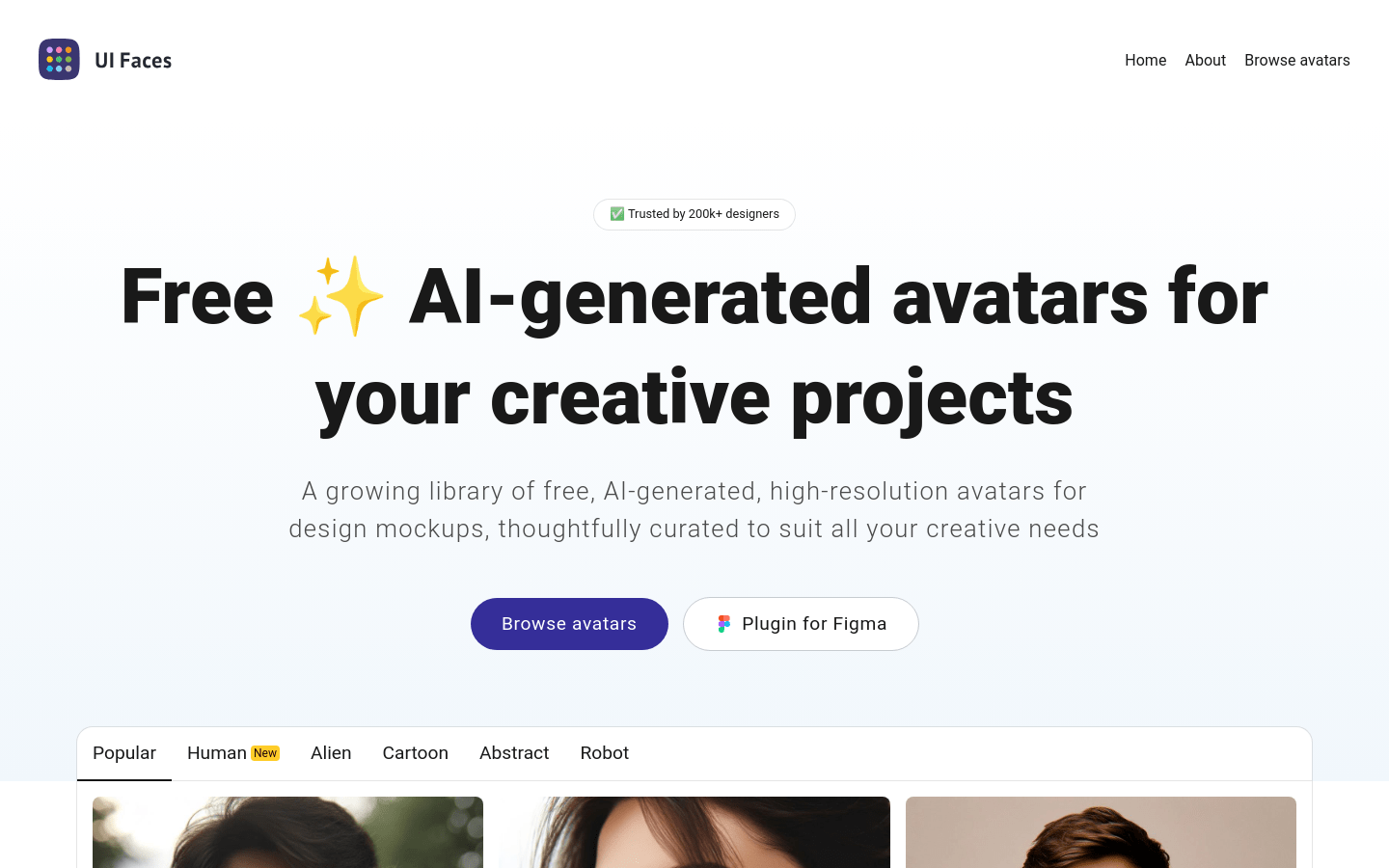 UI Faces product screenshot