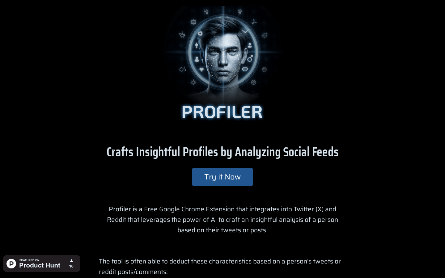 Profiler product screenshot
