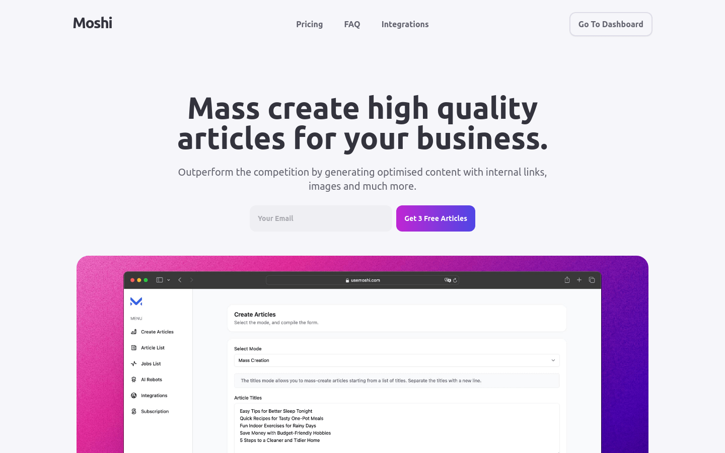 Moshi product screenshot