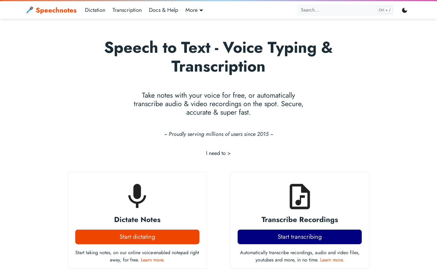 Speechnotes product screenshot