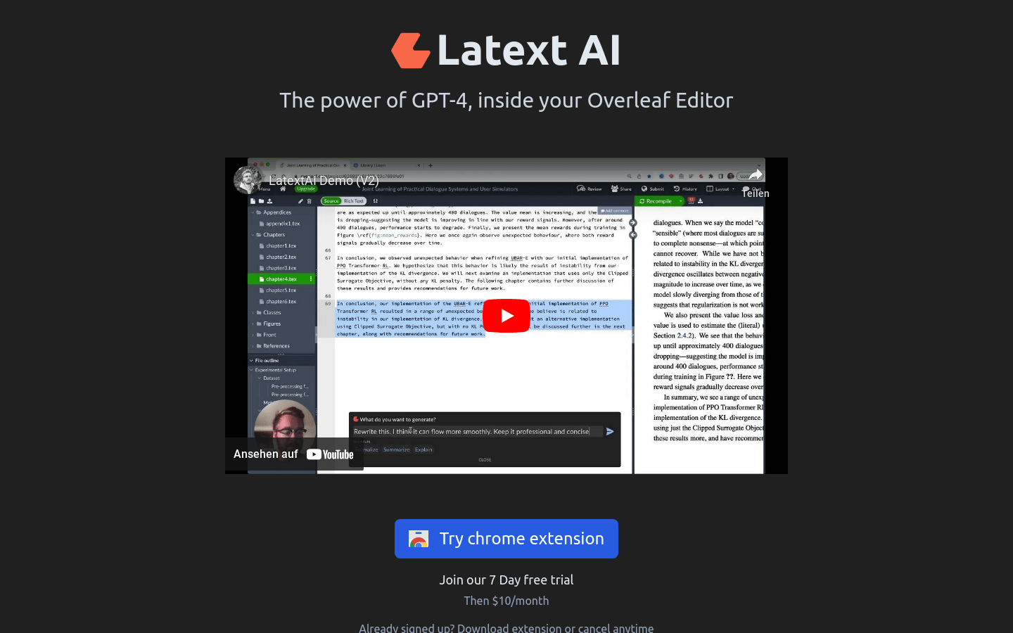 Latext AI product screenshot
