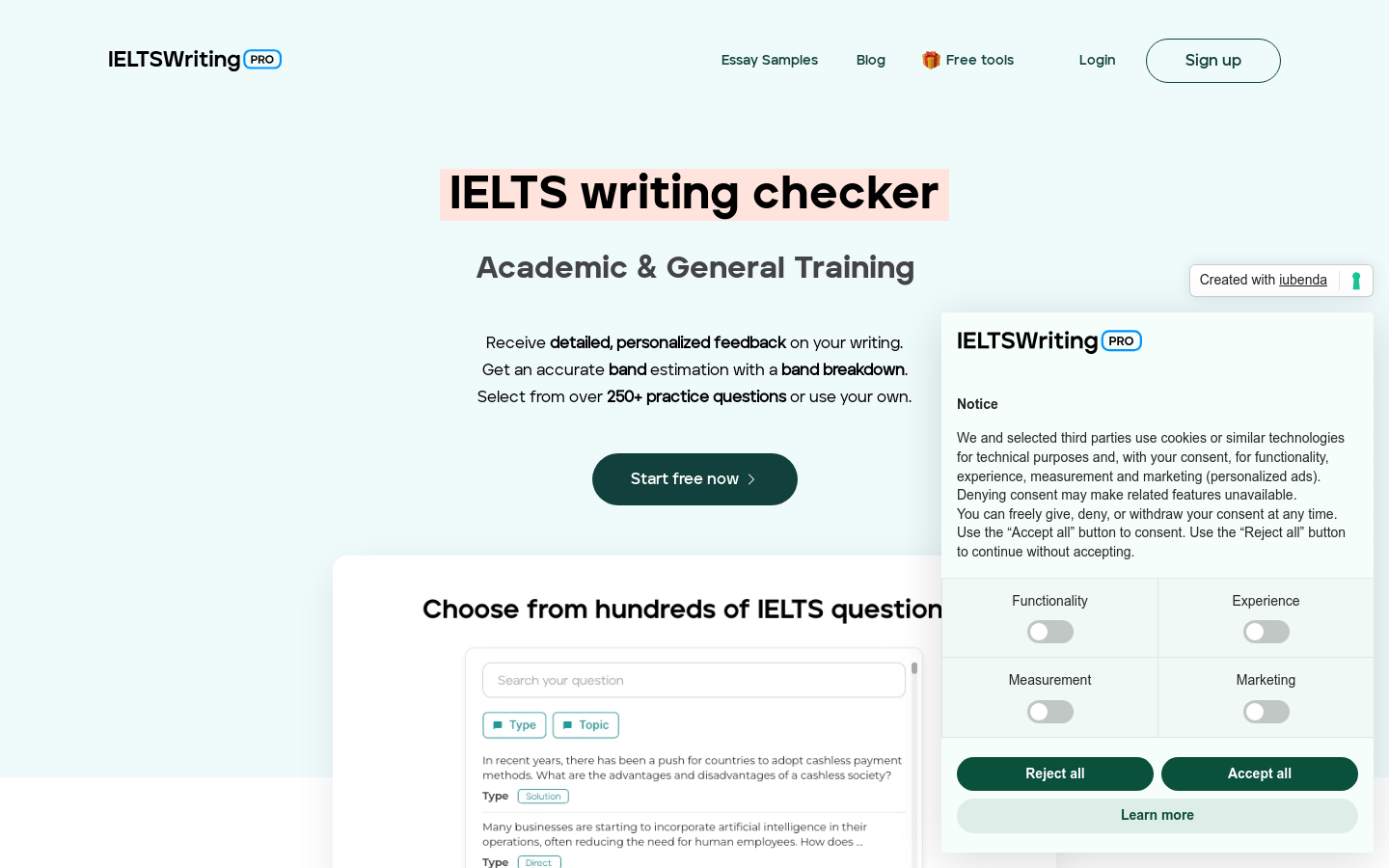 IELTSWritingPro product screenshot