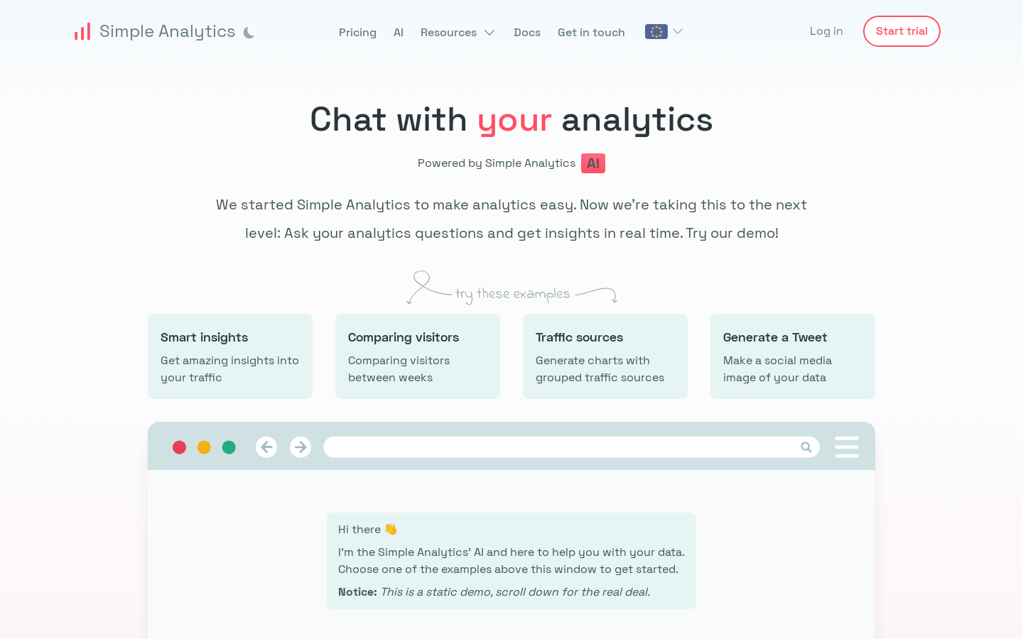 Simple Analytics product screenshot
