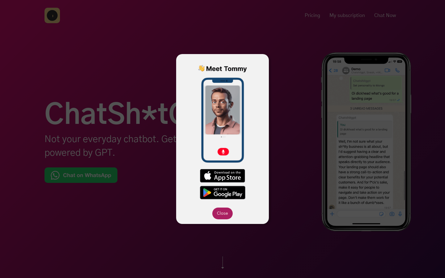 ChatShitGPT product screenshot
