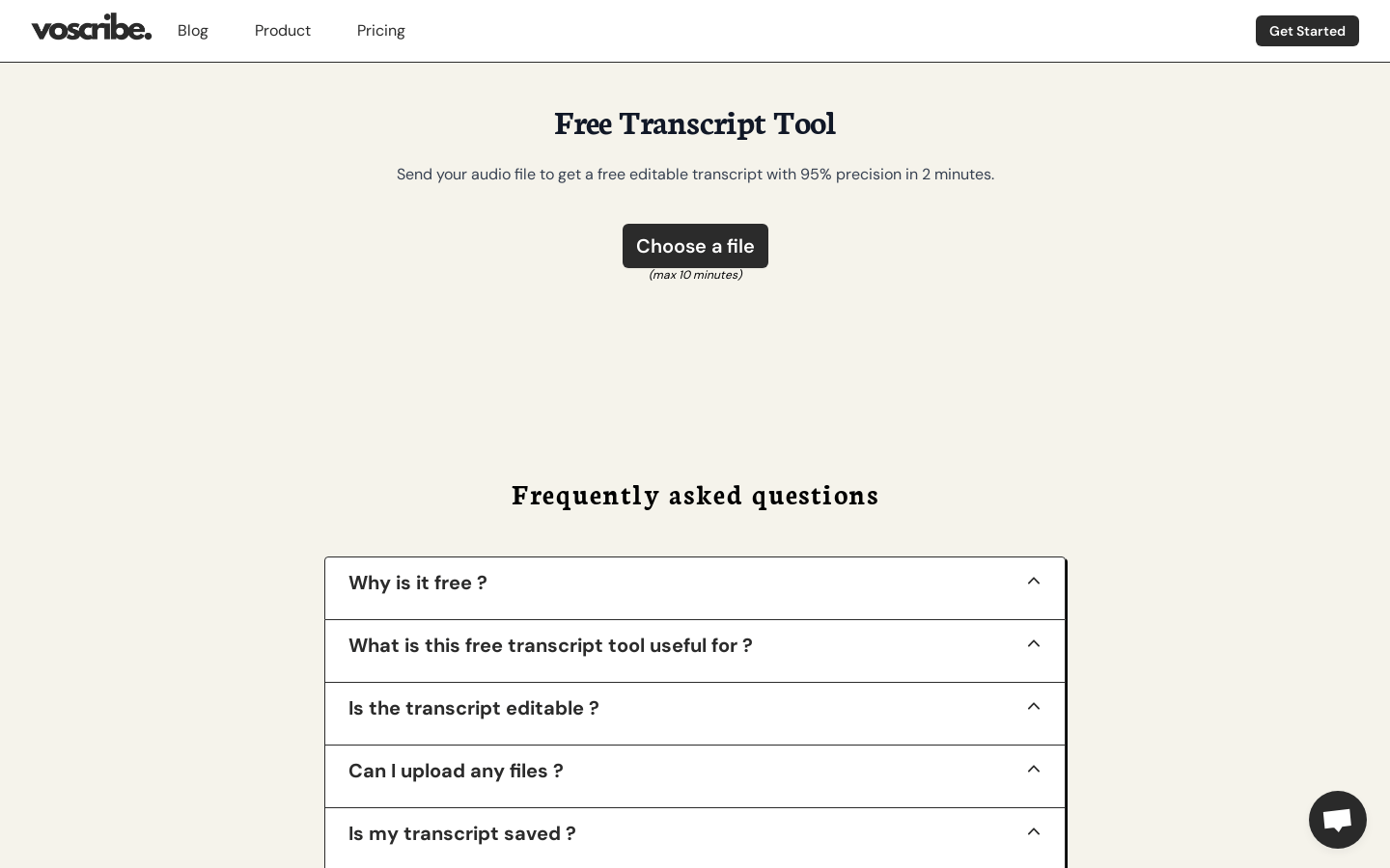 Voscribe product screenshot