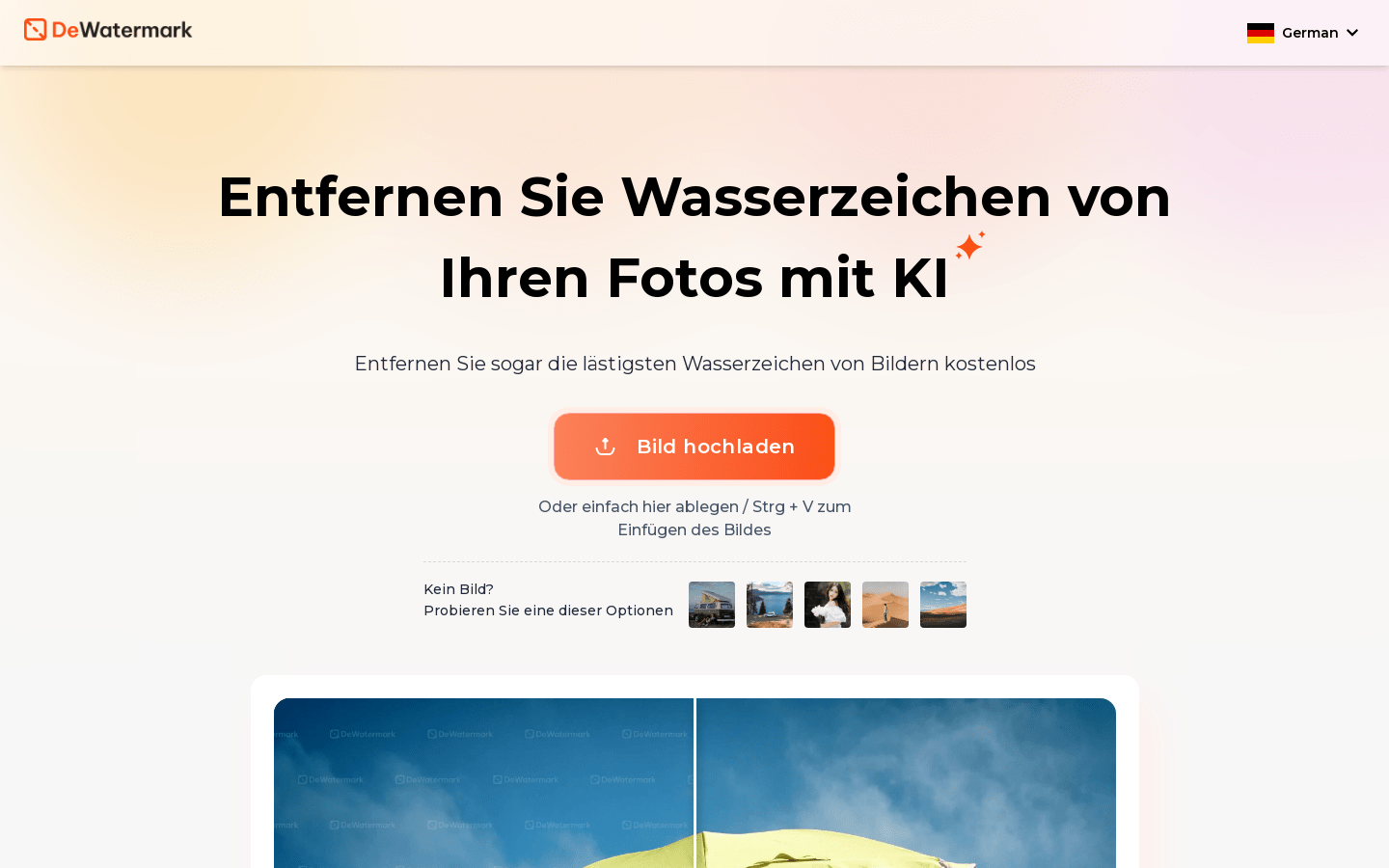 DeWatermark product screenshot