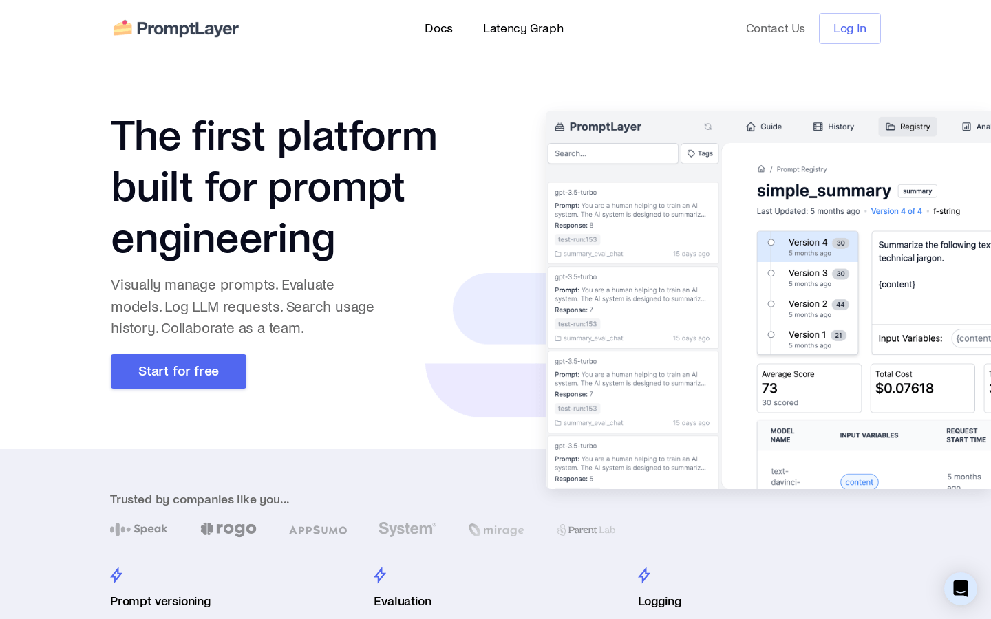 PromptLayer product screenshot