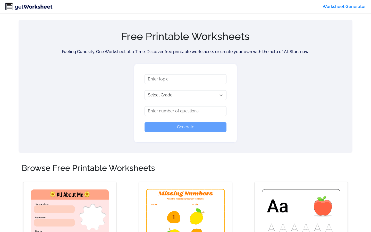 Get Work Sheets product screenshot