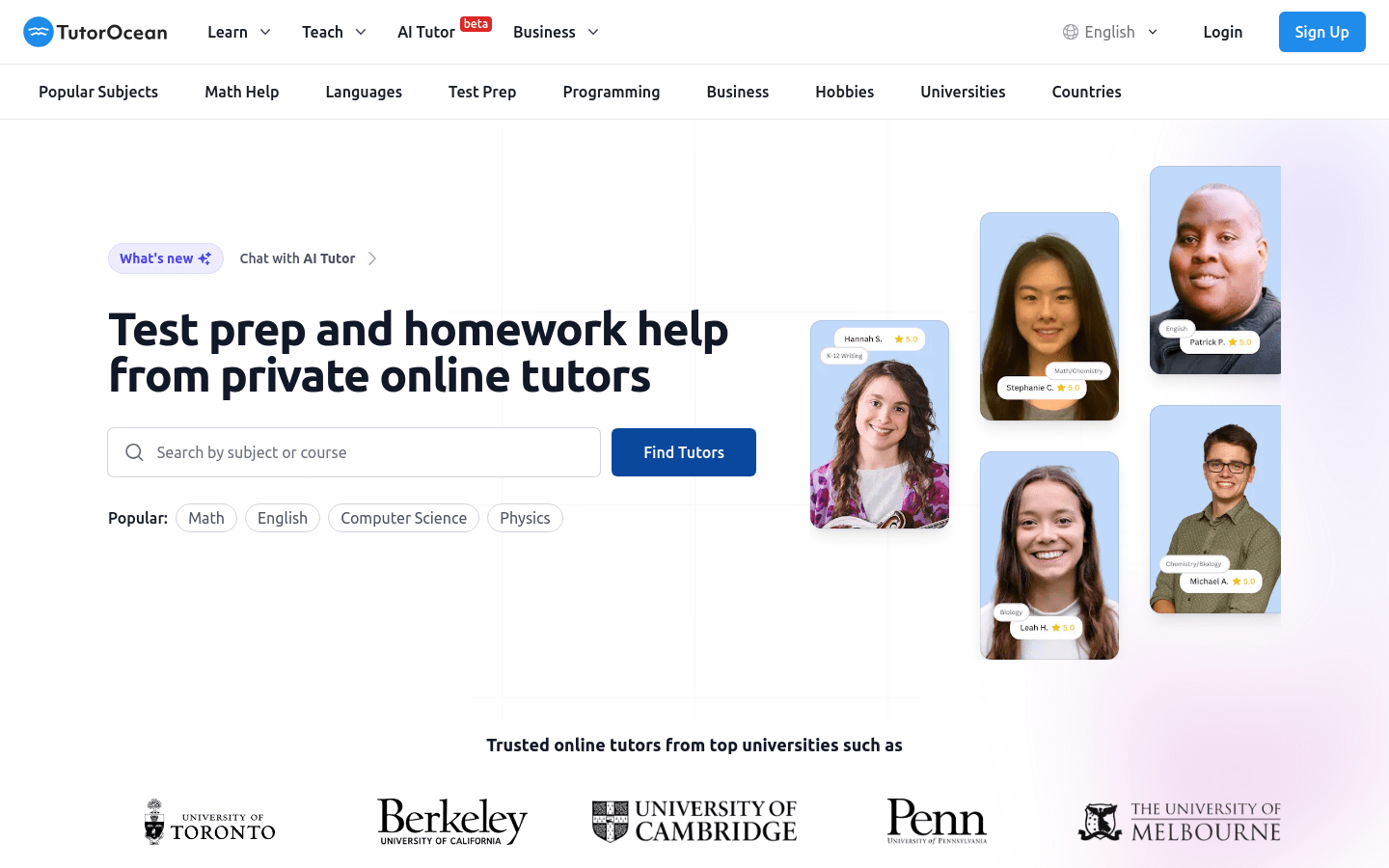 tutorocean.com product screenshot