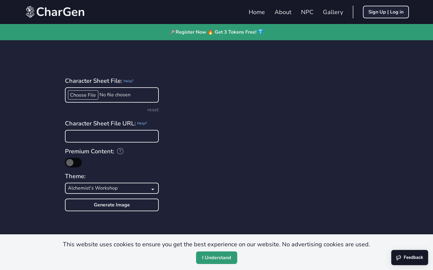 CharGen product screenshot