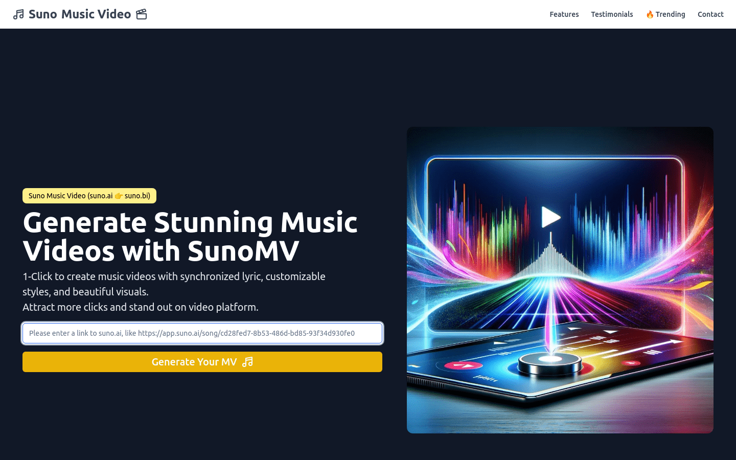 Suno Music Video product screenshot