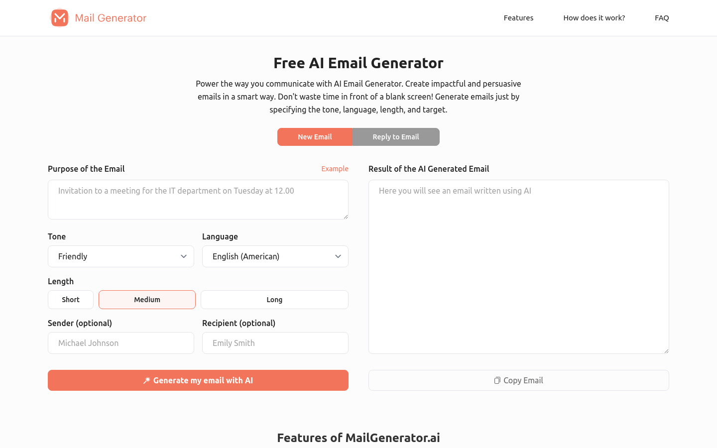MailGenerator product screenshot