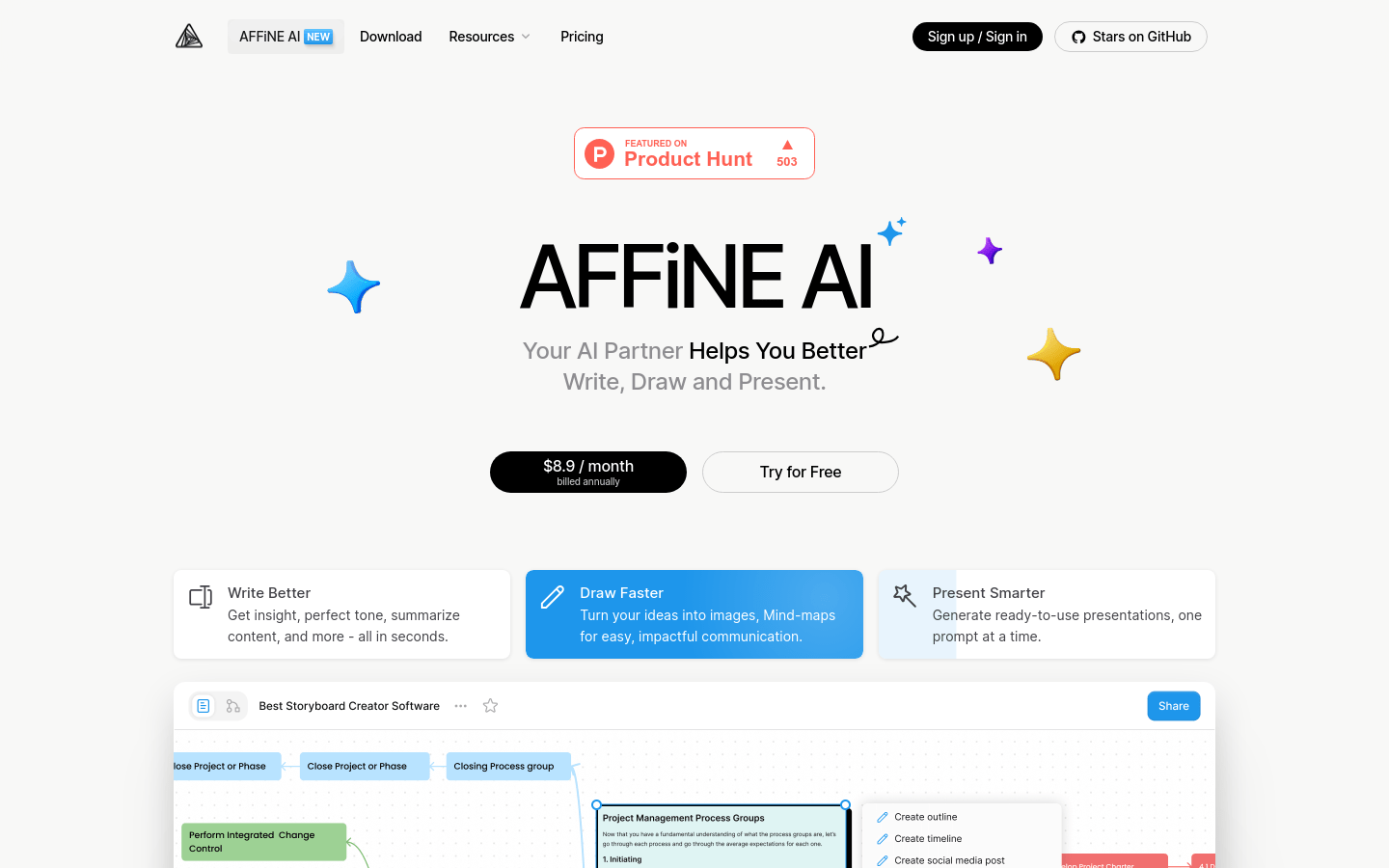 AFFiNE AI product screenshot