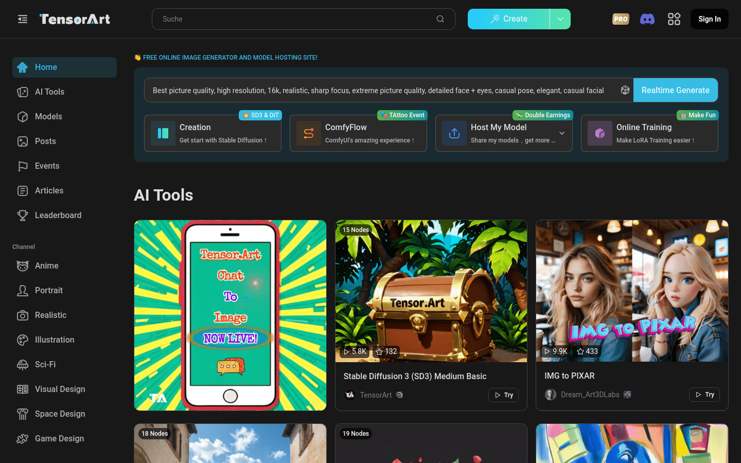 Tensor.Art product screenshot