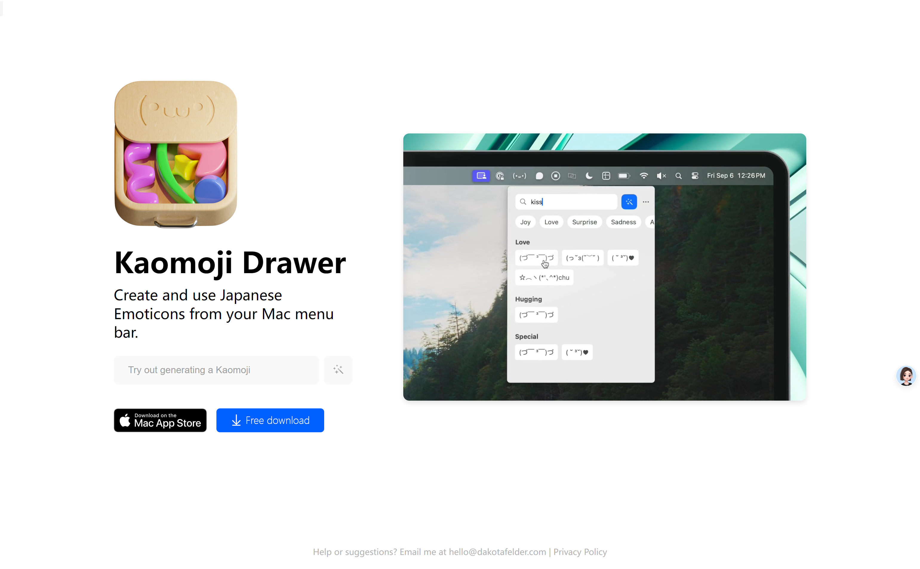 Kaomoji Drawer product screenshot