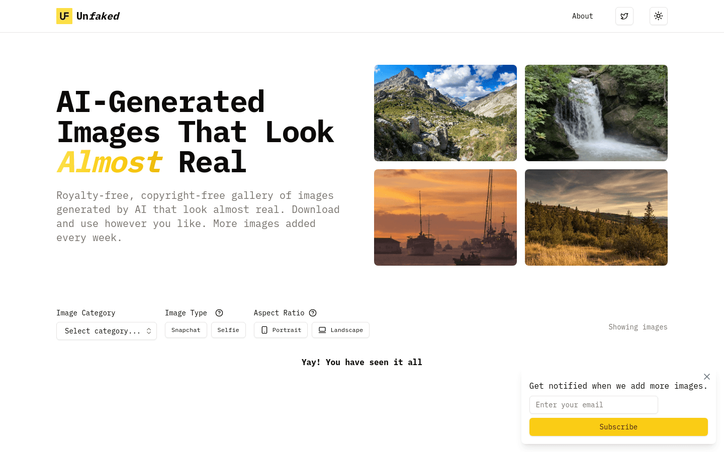 Unfaked product screenshot