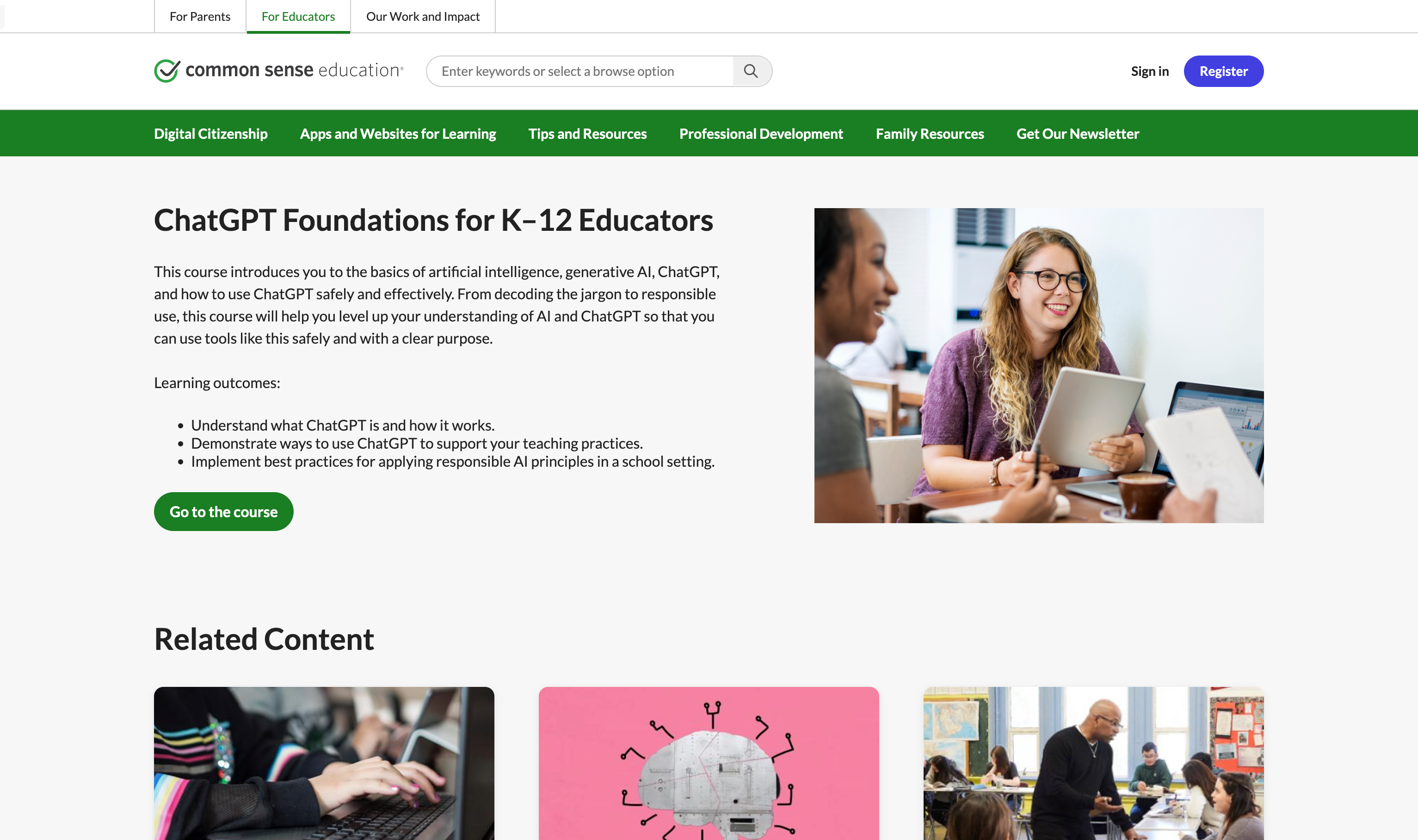ChatGPT Foundations for K-12 Educators product screenshot
