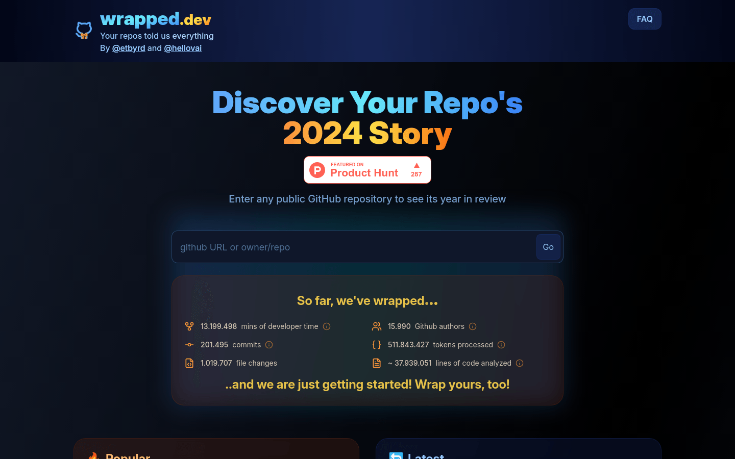 Wrapped.dev product screenshot