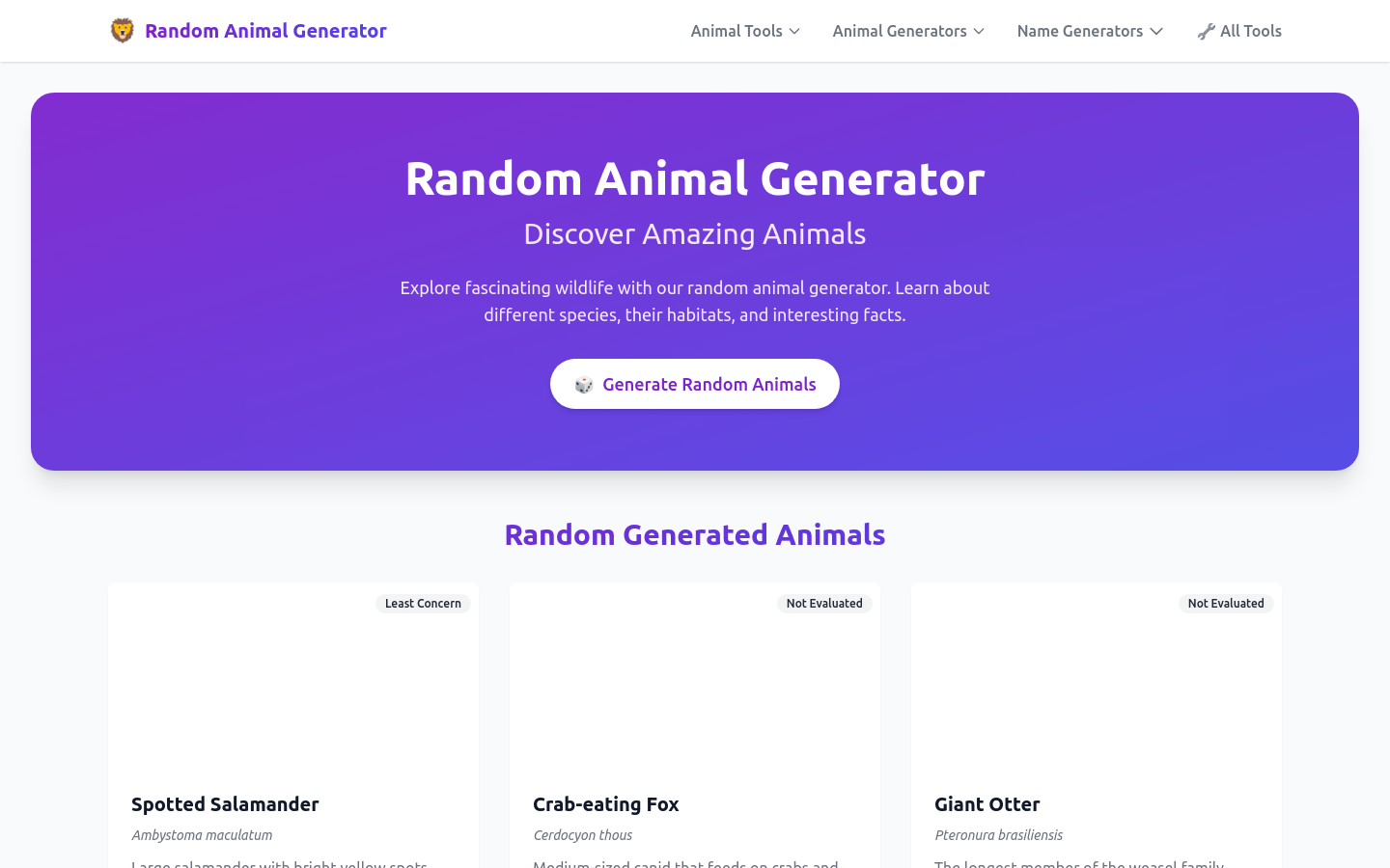 Random Animal Generator.org product screenshot