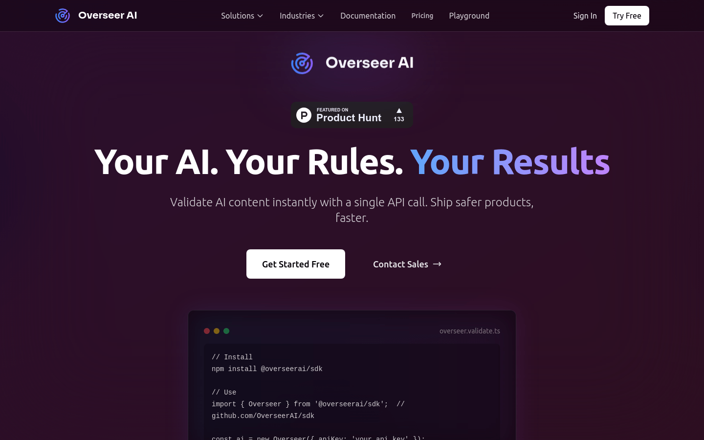 Overseer AI product screenshot