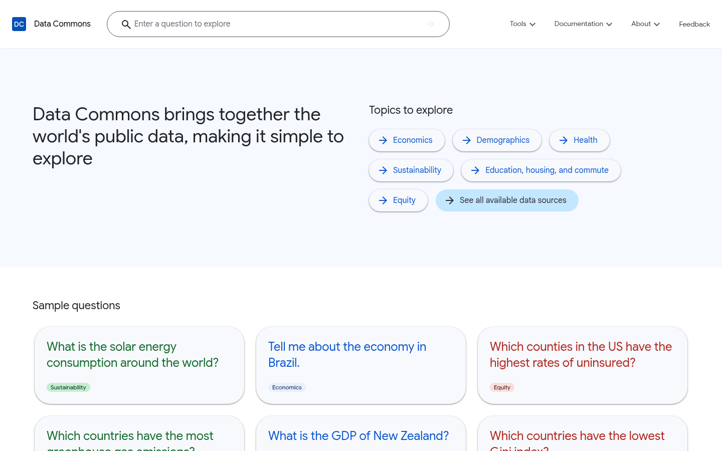 Data Commons product screenshot