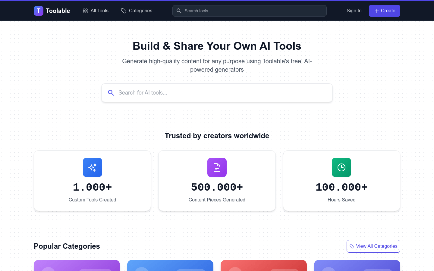 Toolable product screenshot