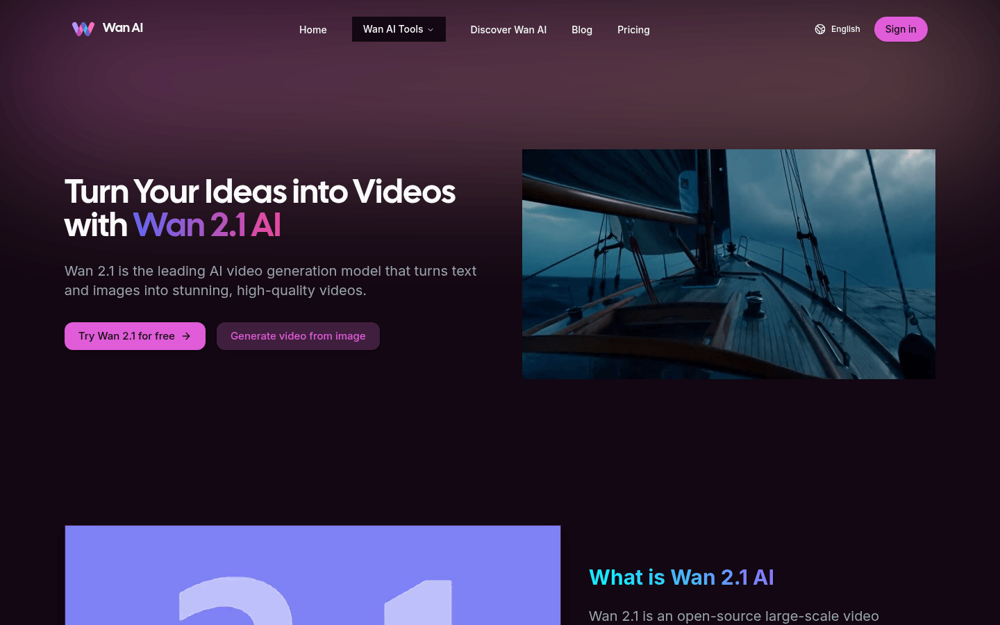 Wan 2.1 AI product screenshot