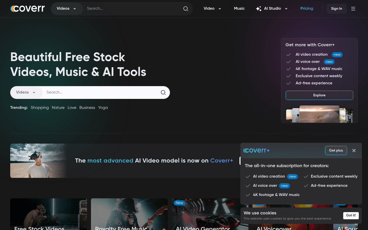 Coverr product screenshot