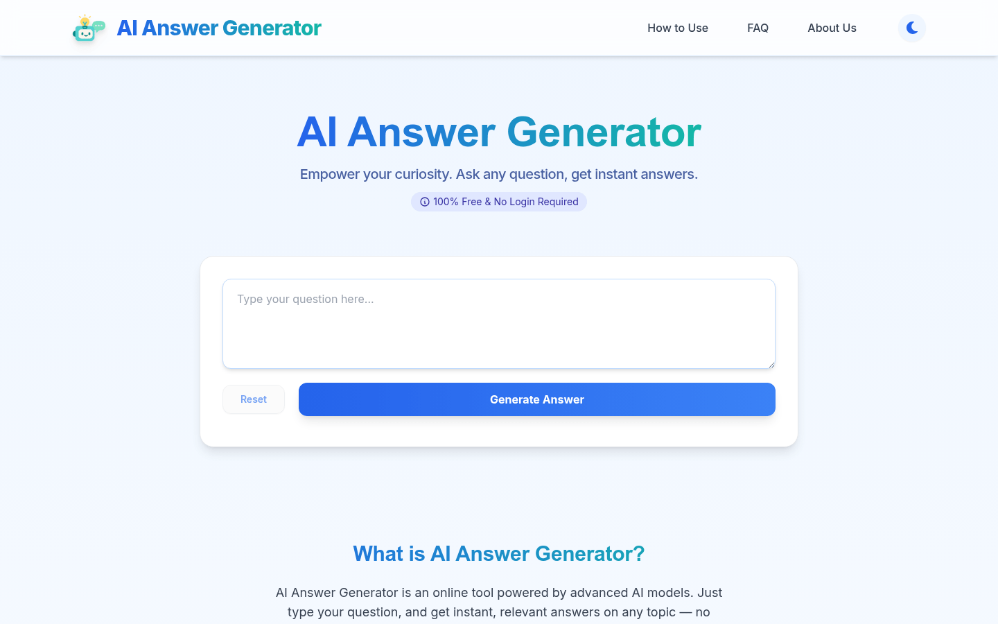 AI Answer Generator product screenshot
