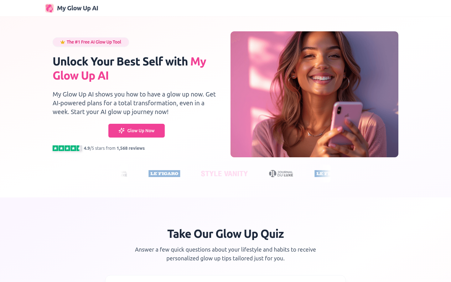 My Glow Up AI product screenshot