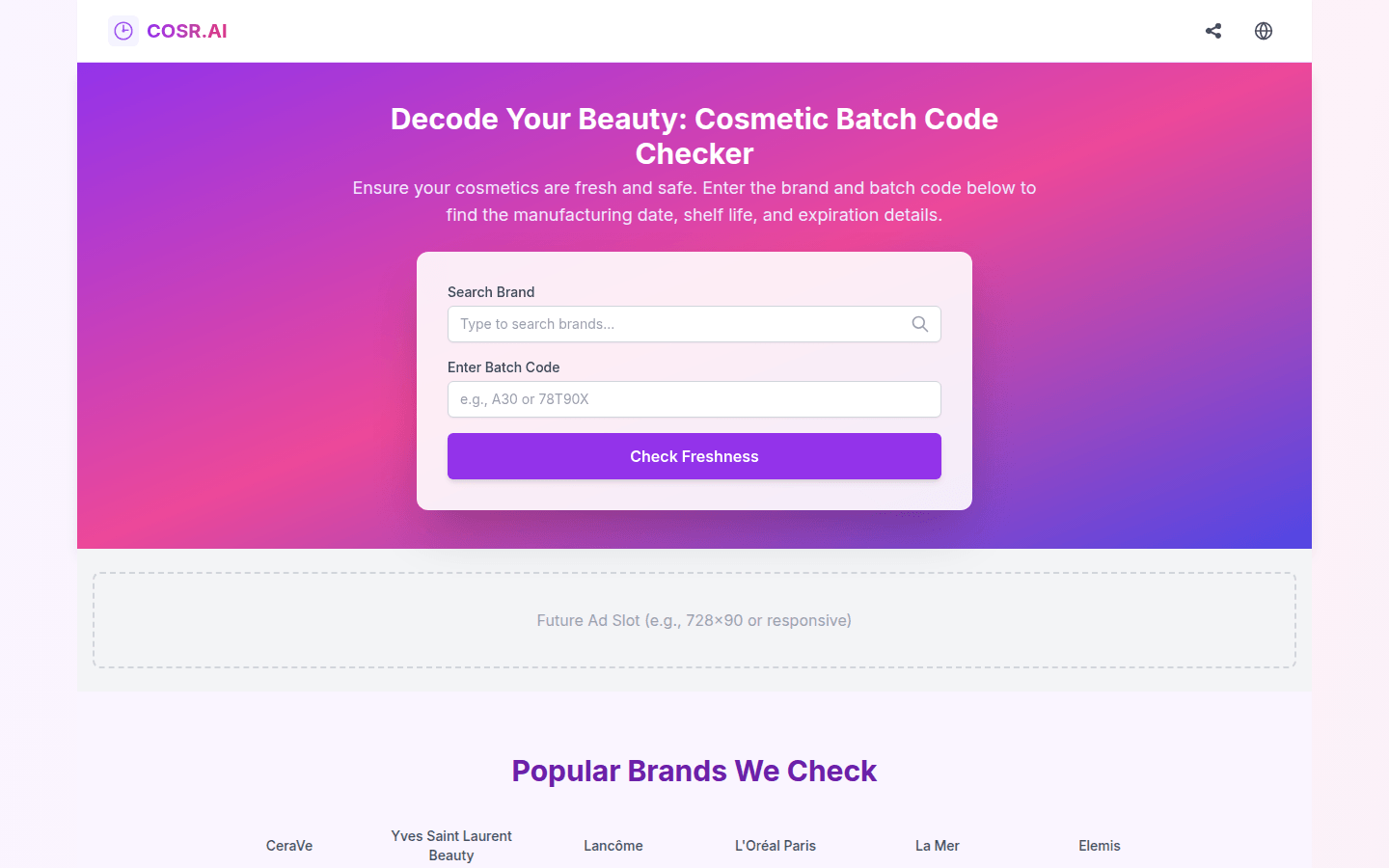 Cosmetic Batch Code Checker product screenshot
