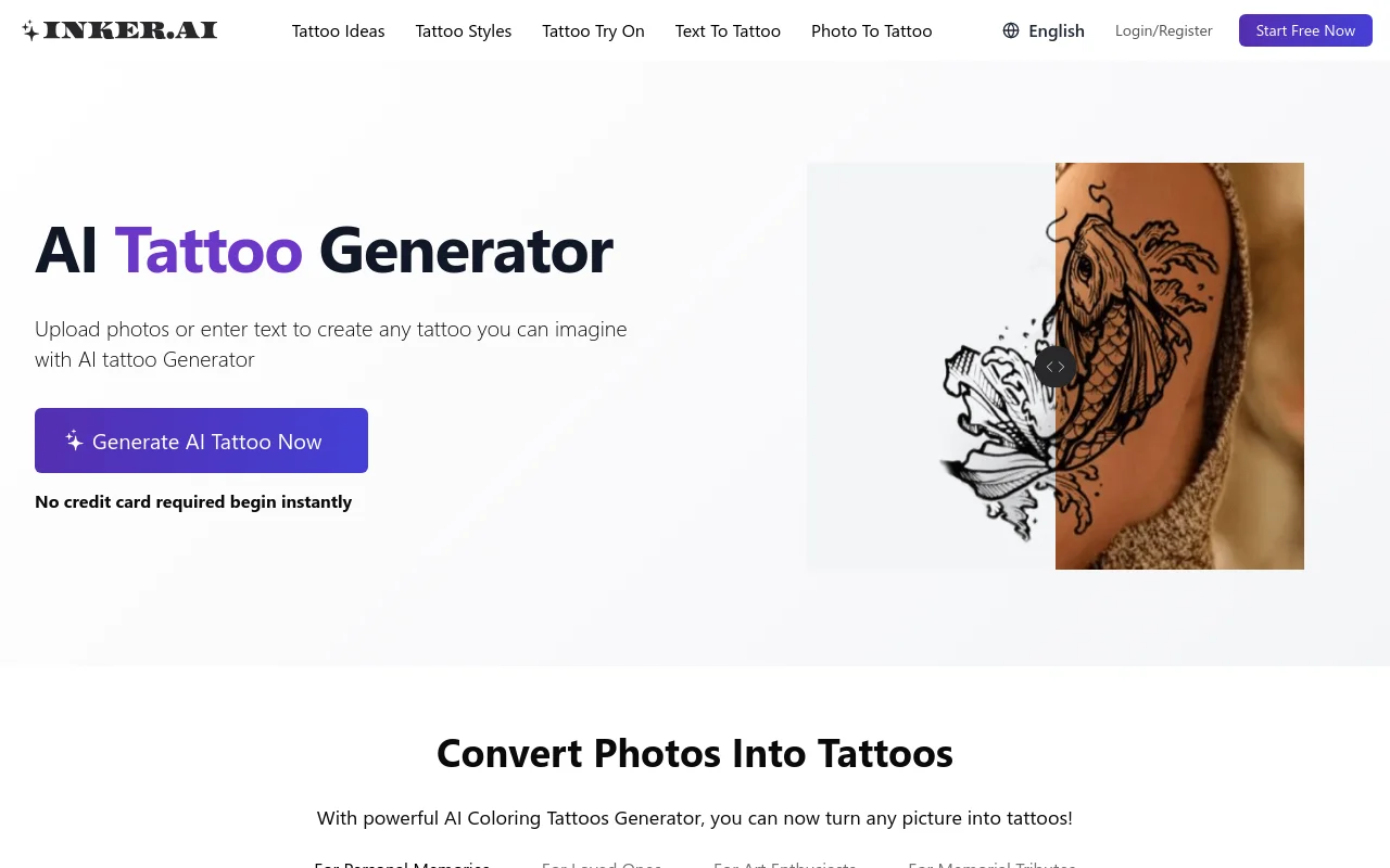 Free AI Tattoo Generator product screenshot