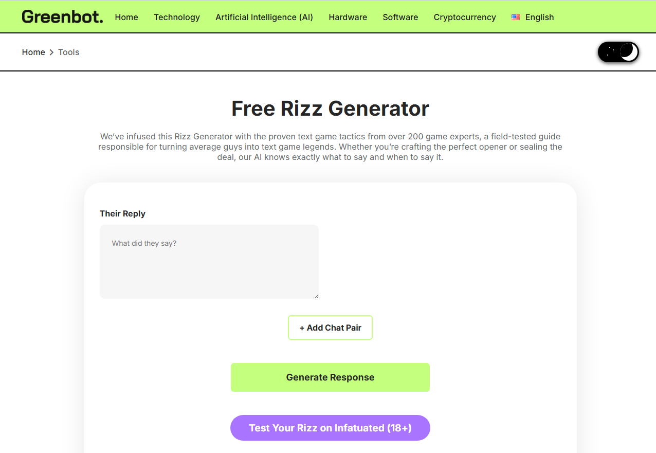 AI Rizz Generator product screenshot