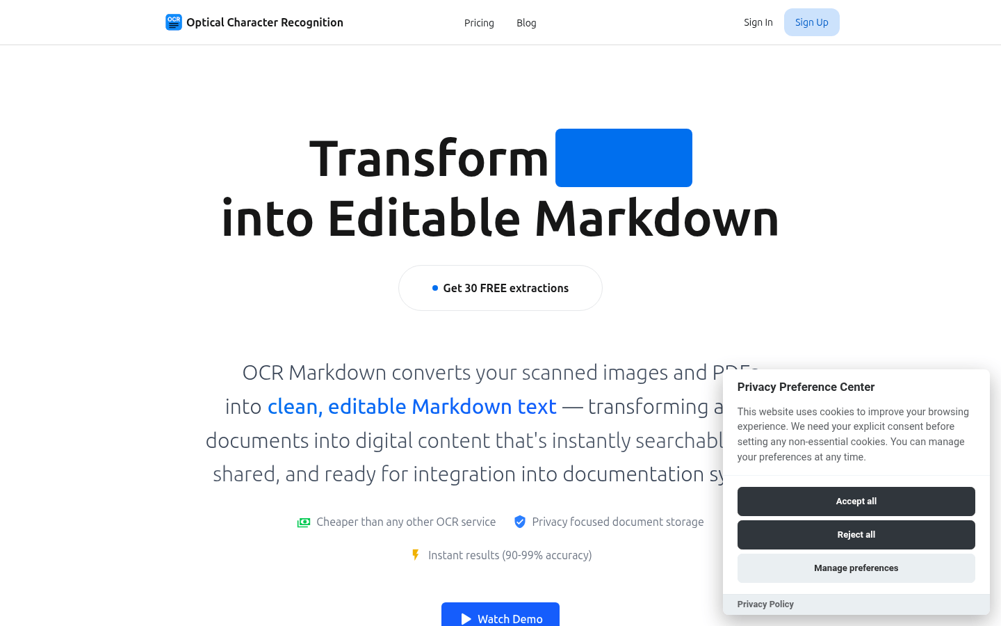 OCRMD product screenshot