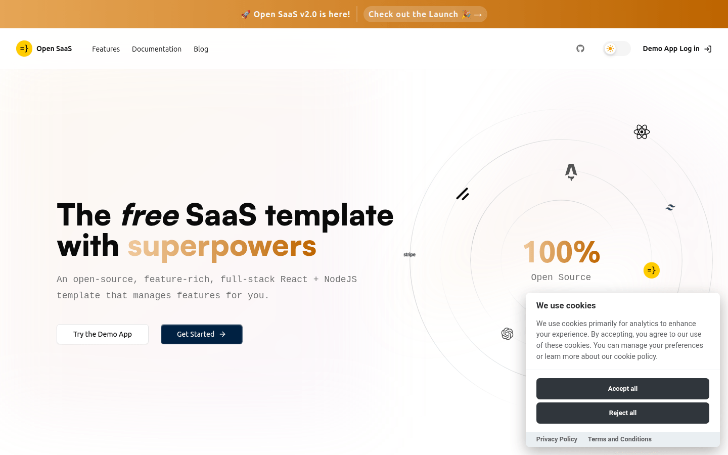 Open SaaS product screenshot