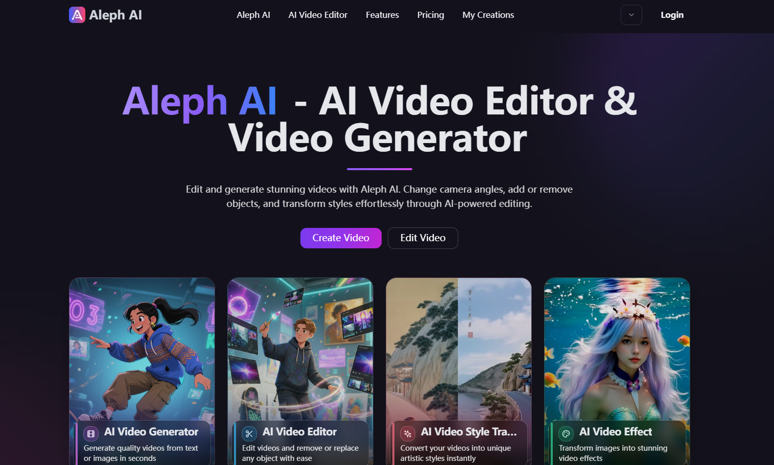 Aleph AI - AI Video Editor & Video Generator product screenshot