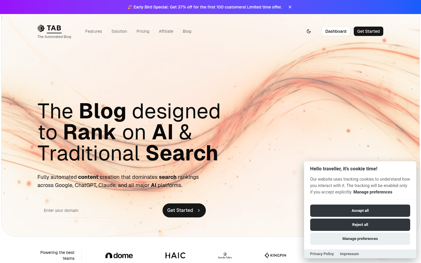 Tab product screenshot