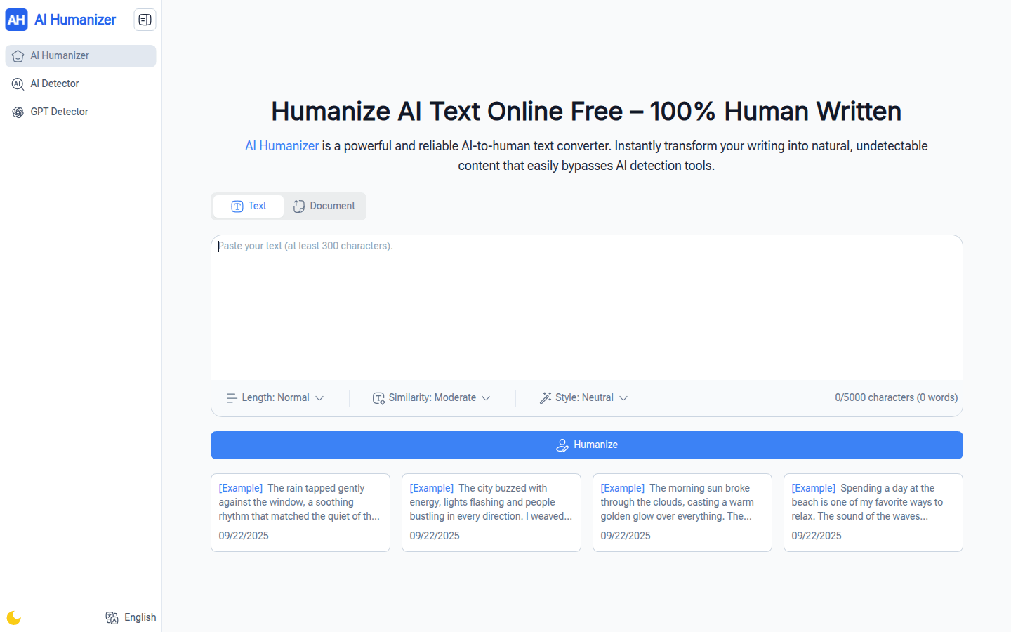 AI Humanizer product screenshot
