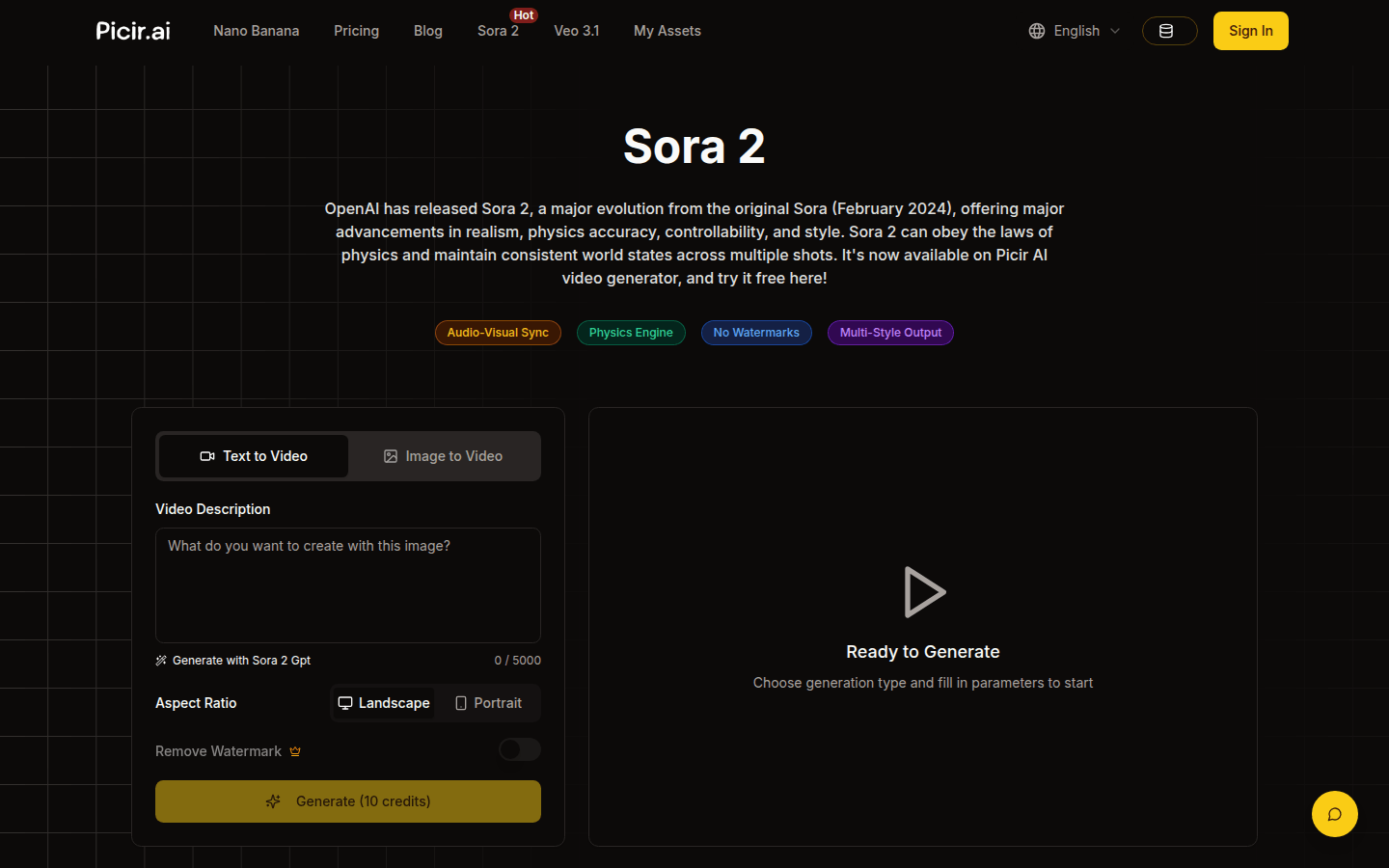 Sora 2 AI Video Generator product screenshot