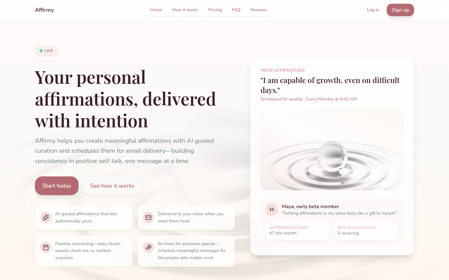 Affirmy product screenshot